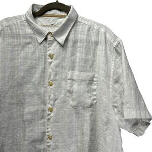 Tommy Bahama Button Up Shirt Mens XL White Linen Coastal Island